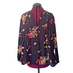 Old Navy Peplum Blouse Multicolor Womens Size Large V Neck Semi Sheer